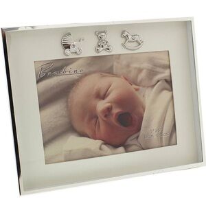 Bambino Silver Plated New Baby Photo 7" x 5" Frame 3 Icons